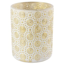 Teelichthalter -Hailey- Glas 13x10cm creme-gold