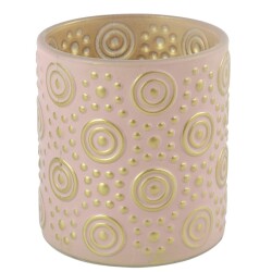 Teelichthalter -Hailey- Glas 8x8cm rosa-gold
