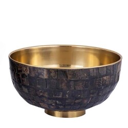 Schale -Loder- Metall 37cm schwarz-gold
