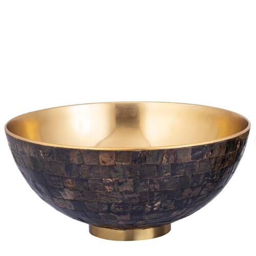 Schale -Loder- Metall 50cm schwarz-gold