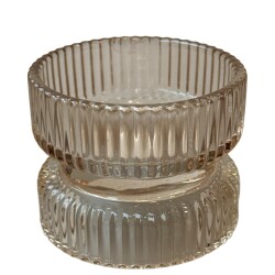 Teelichthalter -Dolly- Glas 7x9cm beige