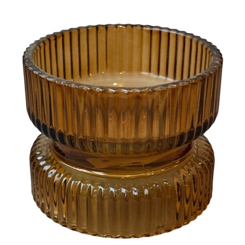 Teelichthalter -Dolly- Glas 7x9cm braun