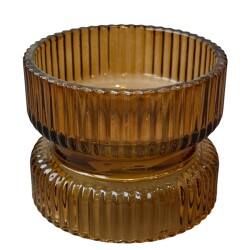 Teelichthalter -Dolly- Glas 7x9cm braun