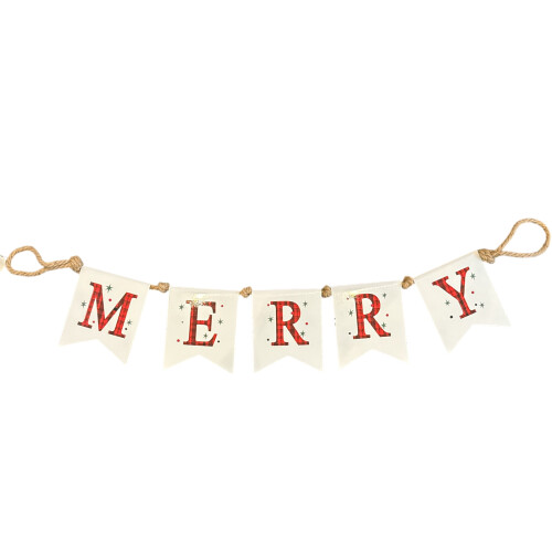 Girlande -Merry- Metall 20x110cm weiss