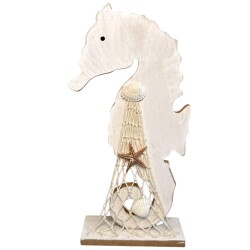 Seepferdchen Deko Holz 27x12cm weiss