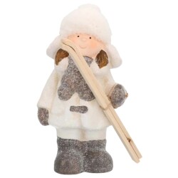 Dekofigur Winter Keramik 23cm weiss