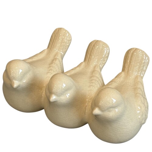 Vogel Deko Keramik 20cm creme