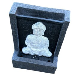 Brunnen Buddha Polyresin 39x26cm grau