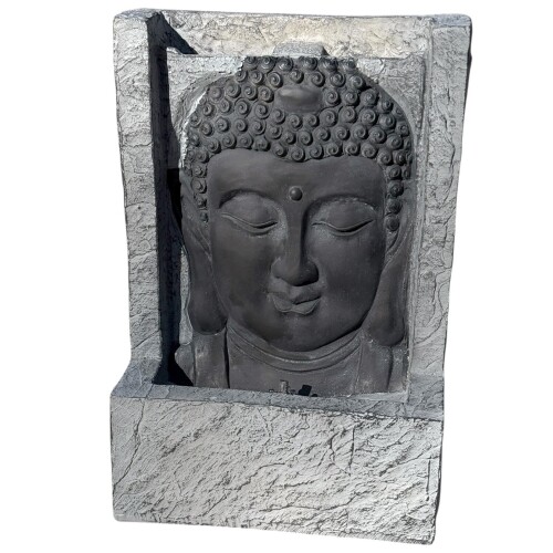 Brunnen Buddha Polyresin 40x28cm grau