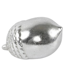 Eichel Deko Keramik 13x9cm silber