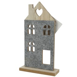 Haus Deko Holz 21x12cm grau