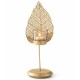 Teelichthalter Blatt Metall 28cm gold