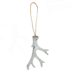 Geweih Dekohänger Polyresin 9cm weiss
