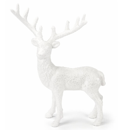 Rentier Polyresin 15cm weiss