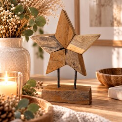 Stern Deko Teak 25cm natur