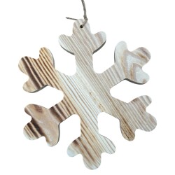 Schneeflocke Hängend Holz 20cm natur