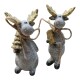 Rentier 2ass Polyresin 16cm grau-gold