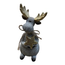 Rentier Polyresin 21cm grau-gold