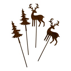 Stecker Xmas 4er-Set Metall 15cm rost