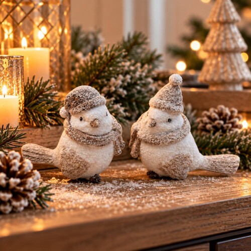Vogel Xmas 2ass Keramik 10cm weiss