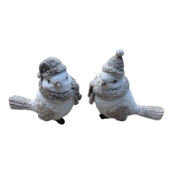 Vogel Xmas 2ass Keramik 10cm weiss