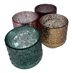 Teelichthalter Luxy 4ass Glas 10x9cm bunt