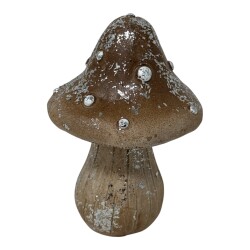 Pilz Deko Keramik 13x9cm braun