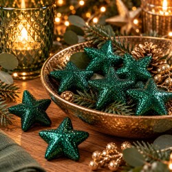 Deko Glitter Sterne 9er-Set 3cm grün