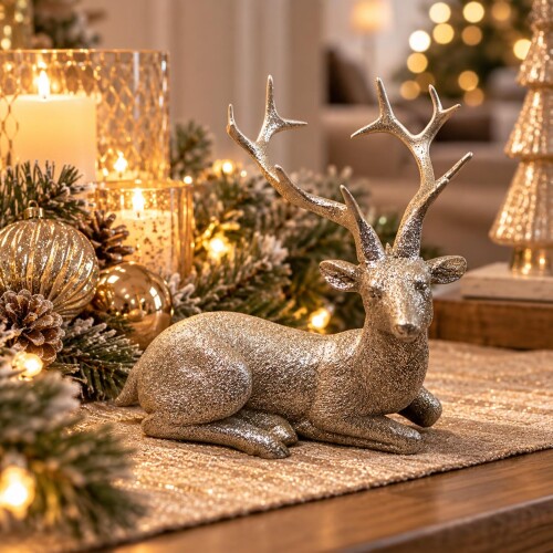 Rentier Norrin Polyresin 12cm champagne-glitter