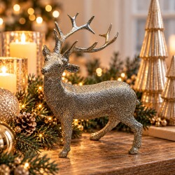 Rentier Norrin Polyresin 18cm champagne-glitter