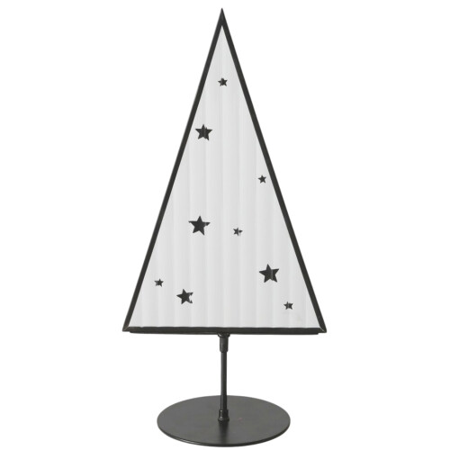 Weihnachtsbaum Stanny Metall 31x15cm weiss-grau