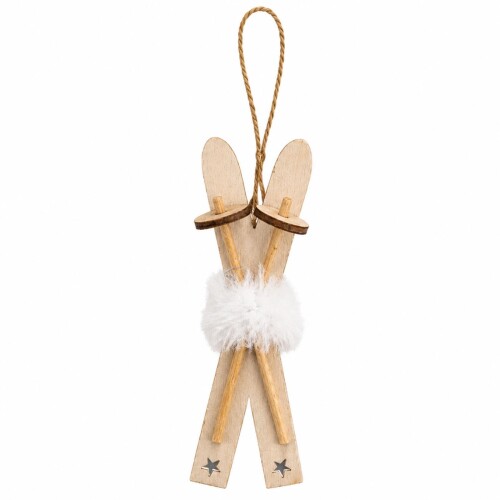 Ski Dekohänger Holz 10cm braun