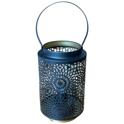 Laterne LED Metall 18x12cm schwarz-gold