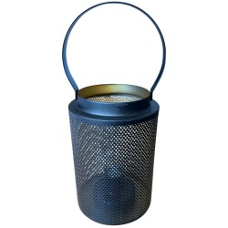 Laterne LED Metall 18x12cm schwarz-gold