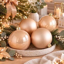 Baumkugel 4er-Set Polystyren 10cm peach-pearl