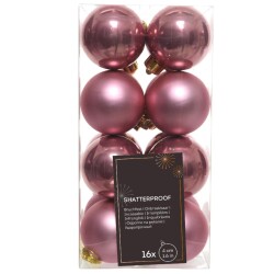 Baumkugel 16er-Set Kunststoff 4cm pink-samt
