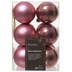 Baumkugel 12er-Set Kunststoff 6cm pink-samt