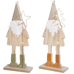 Weihnachtsmann mit Lichterkette 2ass Holz 38cm natur