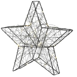 Stern mit Lichterkette Metall Indoor 30cm schwarz