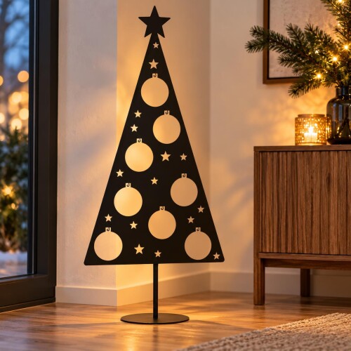 Weihnachtsbaum Metall 100x45cm schwarz